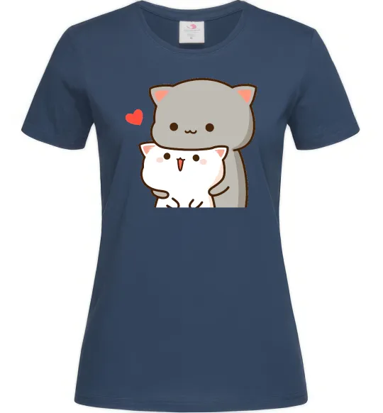 Жіноча футболка Котики в обіймах Темно-синій фото