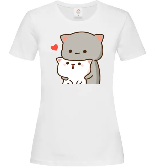 Жіноча футболка Котики в обіймах Білий фото