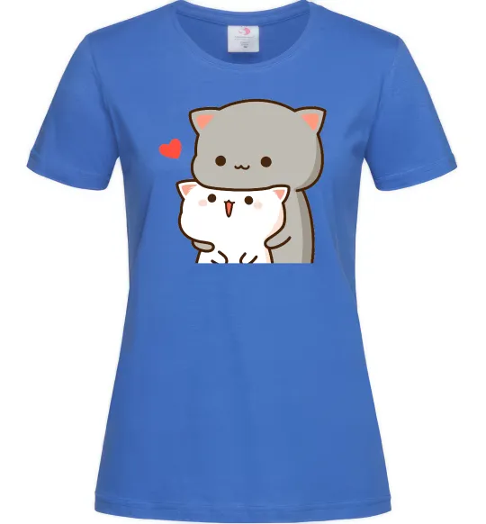Жіноча футболка Котики в обіймах Яскраво-синій фото