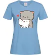 Жіноча футболка Котики в обіймах Блакитний фото