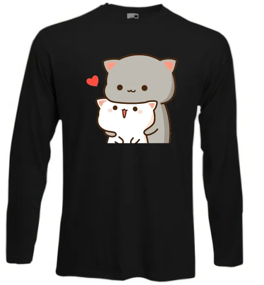 Лонгслів Котики в обіймах Чорний фото