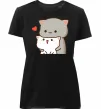Жіноча преміум футболка Котики в обіймах Чорний фото