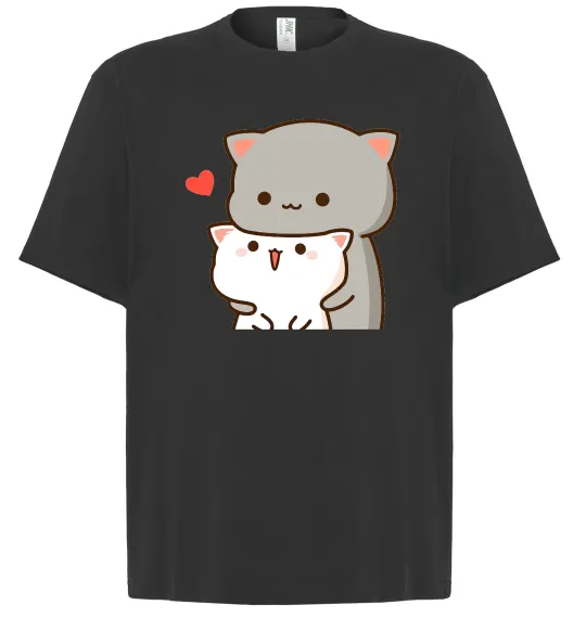 Футболка Оверсайз Котики в обіймах Чорний фото
