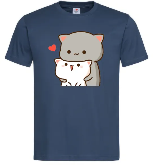 Чоловіча футболка Котики в обіймах Темно-синій фото