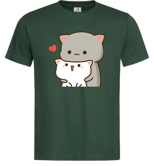 Чоловіча футболка Котики в обіймах Темно-зелений фото