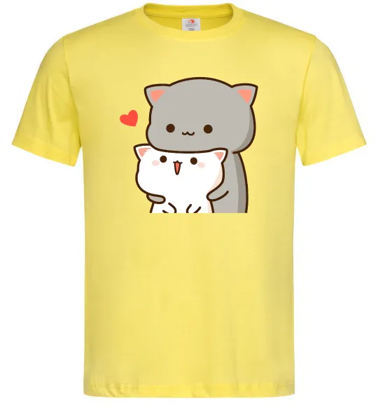 Чоловіча футболка Котики в обіймах Лимонний фото