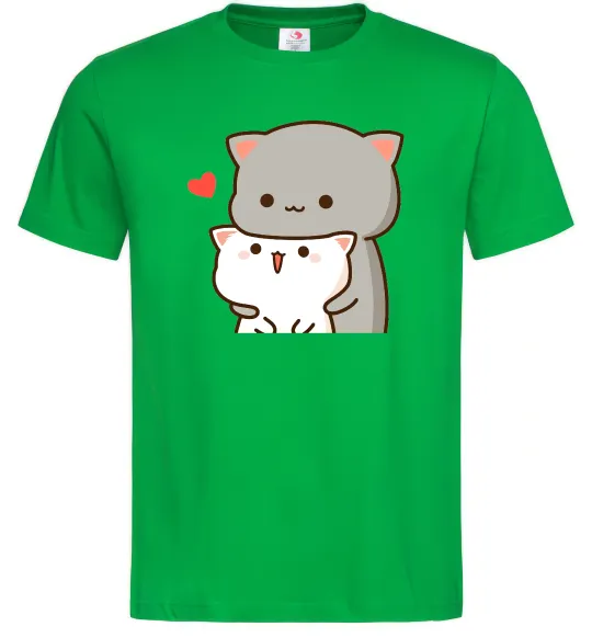 Чоловіча футболка Котики в обіймах Зелений фото