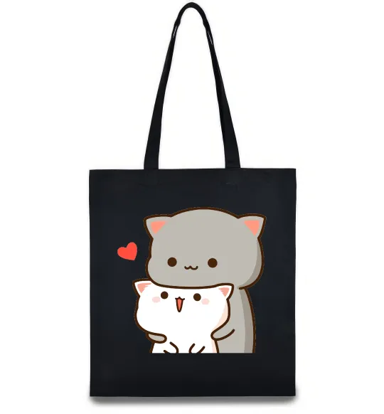 Еко-сумка Котики в обіймах Чорний фото