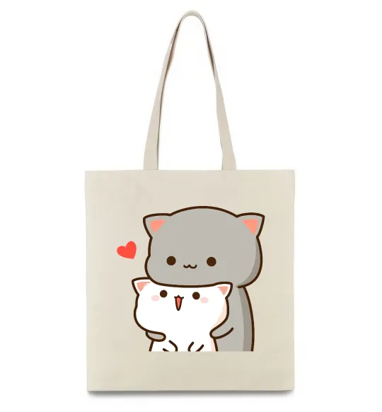 Еко-сумка Котики в обіймах Бежевий фото