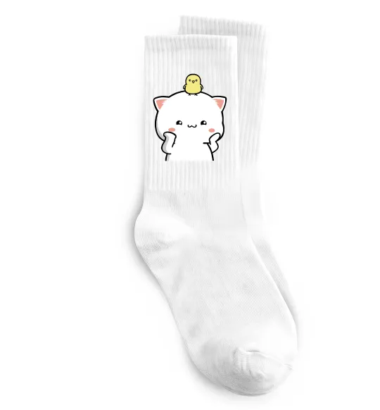Шкарпетки Котики Peach and Goma з каченям Білий фото