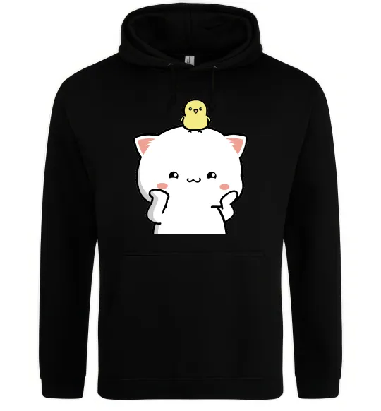 Чоловіча толстовка (худі) Котики Peach and Goma з каченям Чорний фото