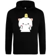 Чоловіча толстовка (худі) Котики Peach and Goma з каченям Чорний фото