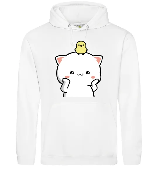Чоловіча толстовка (худі) Котики Peach and Goma з каченям Білий фото
