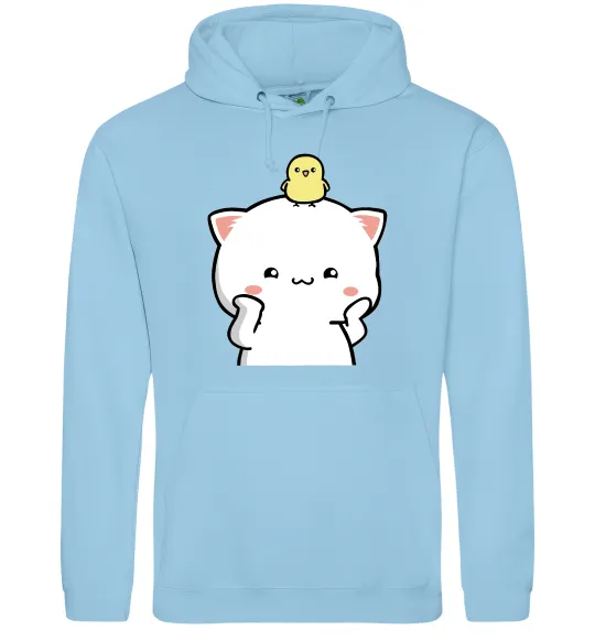 Чоловіча толстовка (худі) Котики Peach and Goma з каченям Блакитний фото