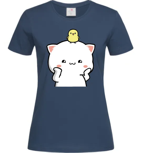 Жіноча футболка Котики Peach and Goma з каченям Темно-синій фото