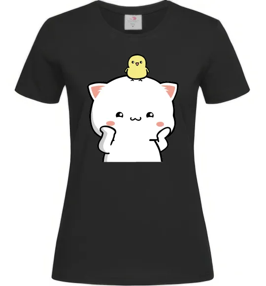 Жіноча футболка Котики Peach and Goma з каченям Чорний фото