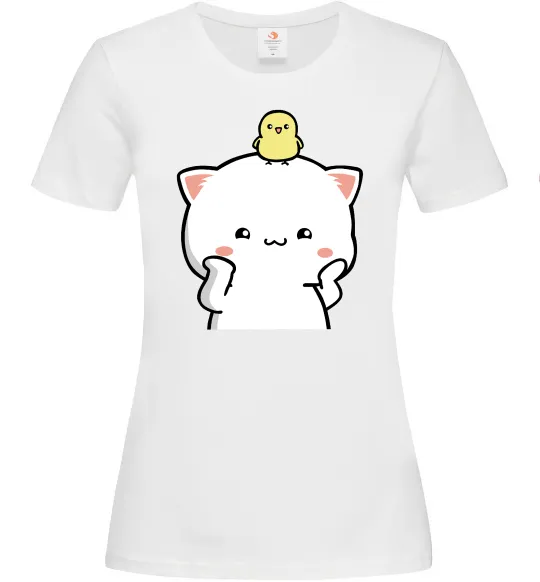 Жіноча футболка Котики Peach and Goma з каченям Білий фото