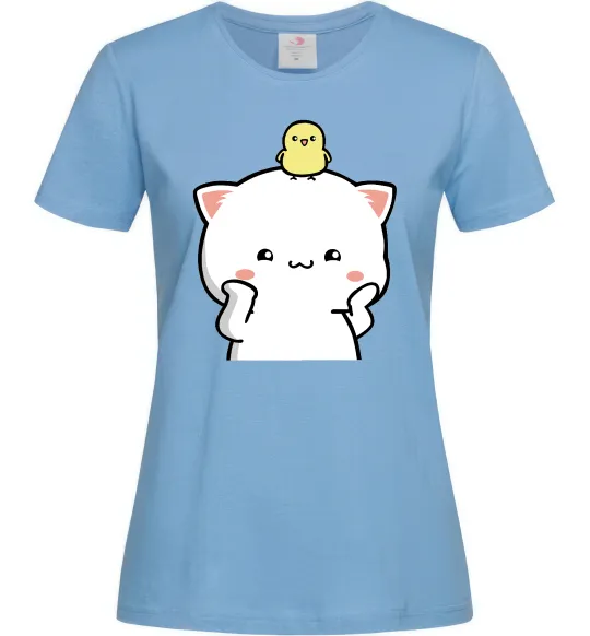 Жіноча футболка Котики Peach and Goma з каченям Блакитний фото