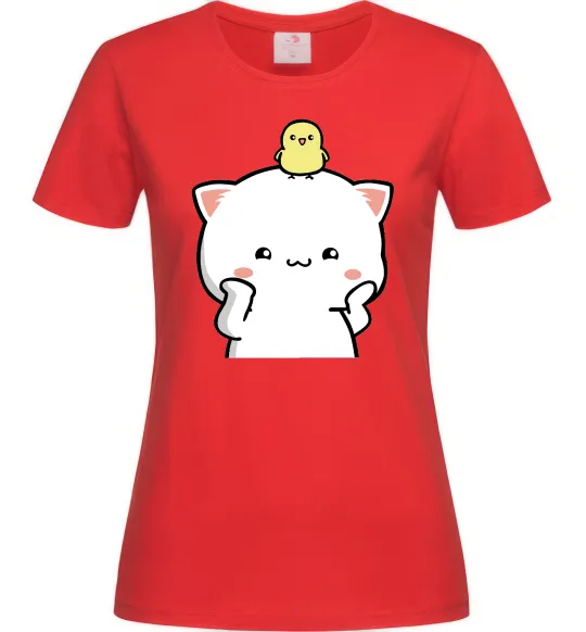 Жіноча футболка Котики Peach and Goma з каченям Червоний фото