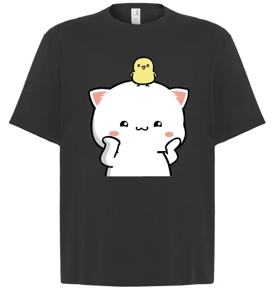 Футболка Оверсайз Котики Peach and Goma з каченям Чорний фото