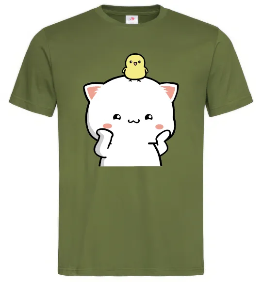 Чоловіча футболка Котики Peach and Goma з каченям Оливковий фото
