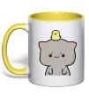 Чашка з кольоровою ручкою Котики Goma and Peach з каченям Лимонний фото