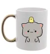 Чашка з кольоровою ручкою Котики Goma and Peach з каченям Золото фото