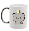 Чашка з кольоровою ручкою Котики Goma and Peach з каченям Срібло фото