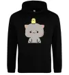 Чоловіча толстовка (худі) Котики Goma and Peach з каченям Чорний фото