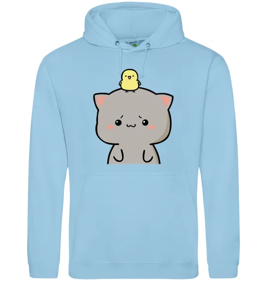 Чоловіча толстовка (худі) Котики Goma and Peach з каченям Блакитний фото