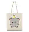 Еко-сумка Котики Goma and Peach з каченям Бежевий фото