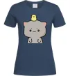 Жіноча футболка Котики Goma and Peach з каченям Темно-синій фото
