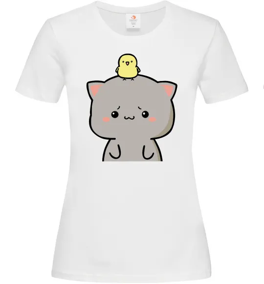 Жіноча футболка Котики Goma and Peach з каченям Білий фото