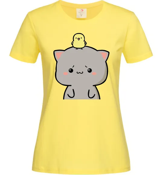 Жіноча футболка Котики Goma and Peach з каченям Лимонний фото