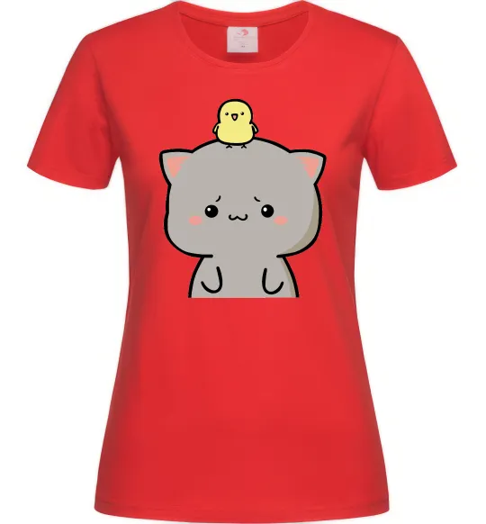 Жіноча футболка Котики Goma and Peach з каченям Червоний фото