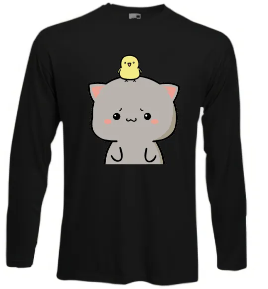 Лонгслів Котики Goma and Peach з каченям Чорний фото