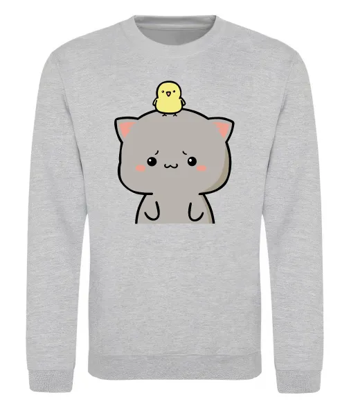 Світшот Котики Goma and Peach з каченям Сірий меланж фото