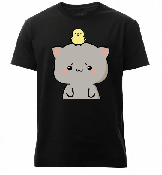 Чоловіча преміум футболка Котики Goma and Peach з каченям Чорний фото