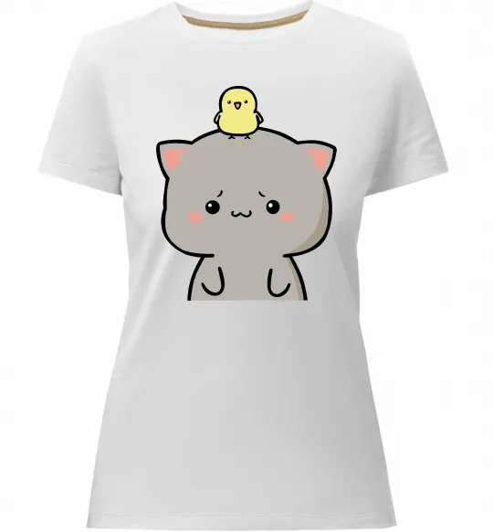Жіноча преміум футболка Котики Goma and Peach з каченям Білий фото