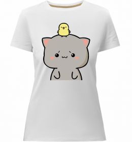 Женская премиум футболка Котики Goma and Peach з каченям