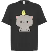 Футболка Оверсайз Котики Goma and Peach з каченям Чорний фото