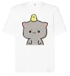 Футболка Оверсайз Котики Goma and Peach з каченям Білий фото