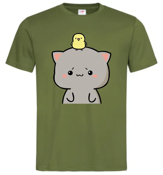 Чоловіча футболка Котики Goma and Peach з каченям Оливковий фото