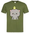 Чоловіча футболка Котики Goma and Peach з каченям Оливковий фото