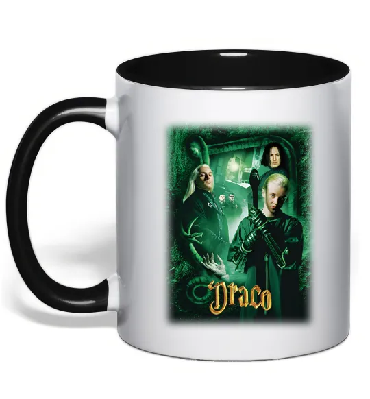 Чашка з кольоровою ручкою Драко Малфой Слизерин Чорний фото