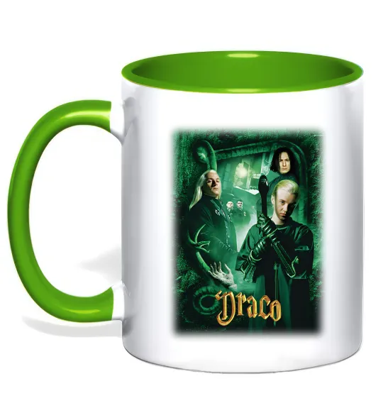 Чашка з кольоровою ручкою Драко Малфой Слизерин Лаймовий фото