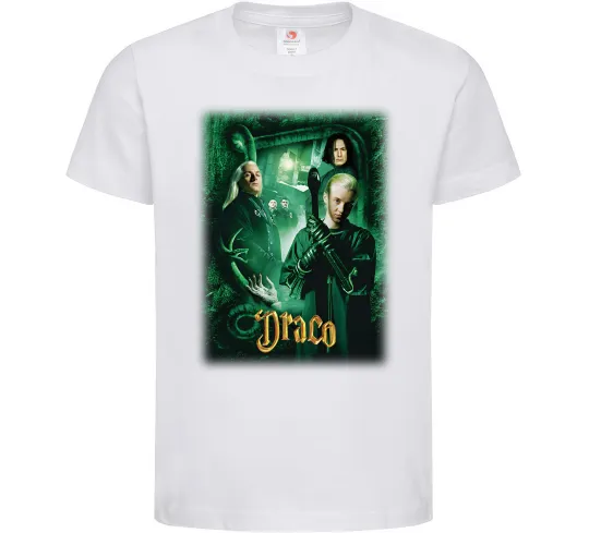 Дитяча футболка Драко Малфой Слизерин Білий фото