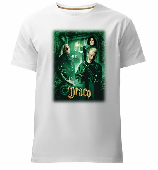 Чоловіча преміум футболка Драко Малфой Слизерин Білий фото