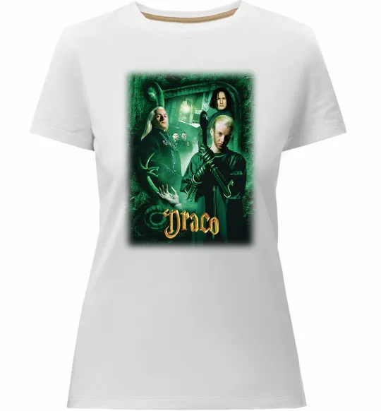 Жіноча преміум футболка Драко Малфой Слизерин Білий фото