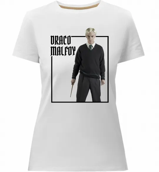 Жіноча преміум футболка Драко Том Фелтон Білий фото